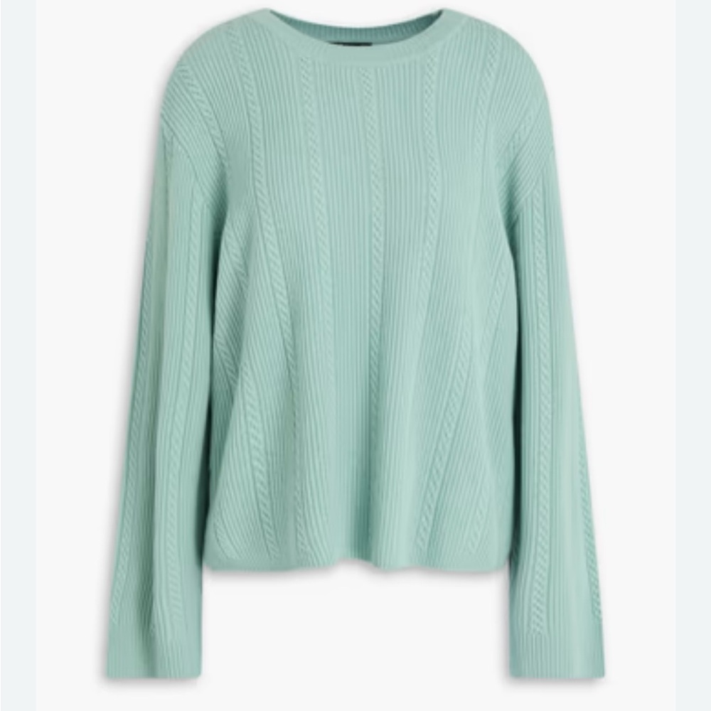 rag & bone Seafoam Maud‎ Cashmere Crew Cable Knit Sweater size Large NWT